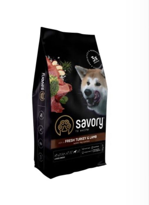 Сухий корм Savory Large Breeds rich in Fresh Turkey Lamb 12кг- 3  кг