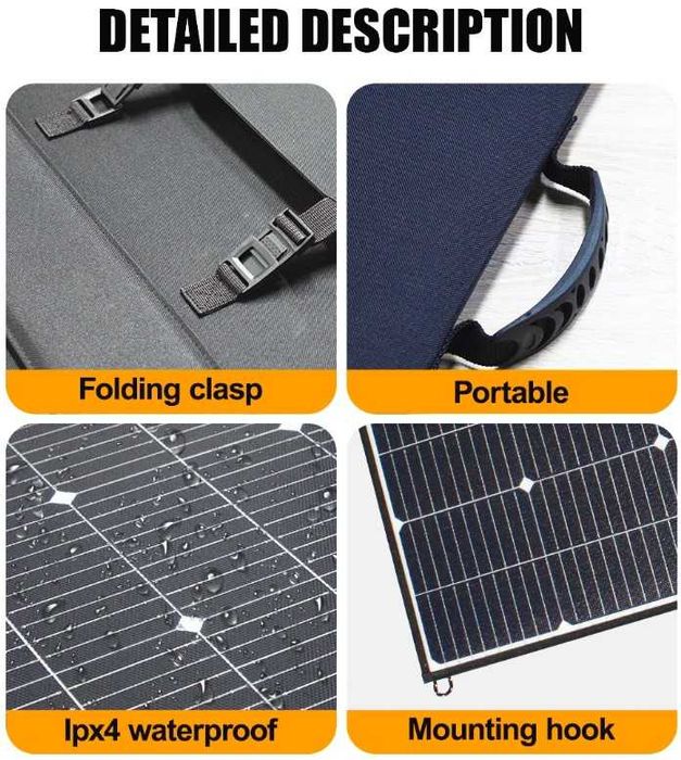 Painel Solar Dobrável Portátil 100W 20.5V ou 200W 20.5V