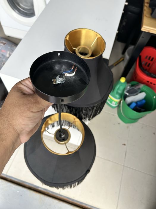 Candeeiro abajur preto dourado 2 unidades