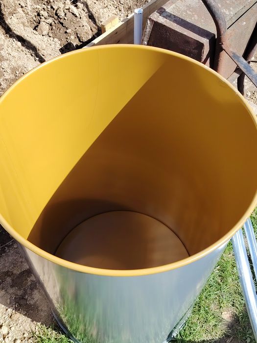 Beczka metalowa czysta z przykrywą 200 l szara
