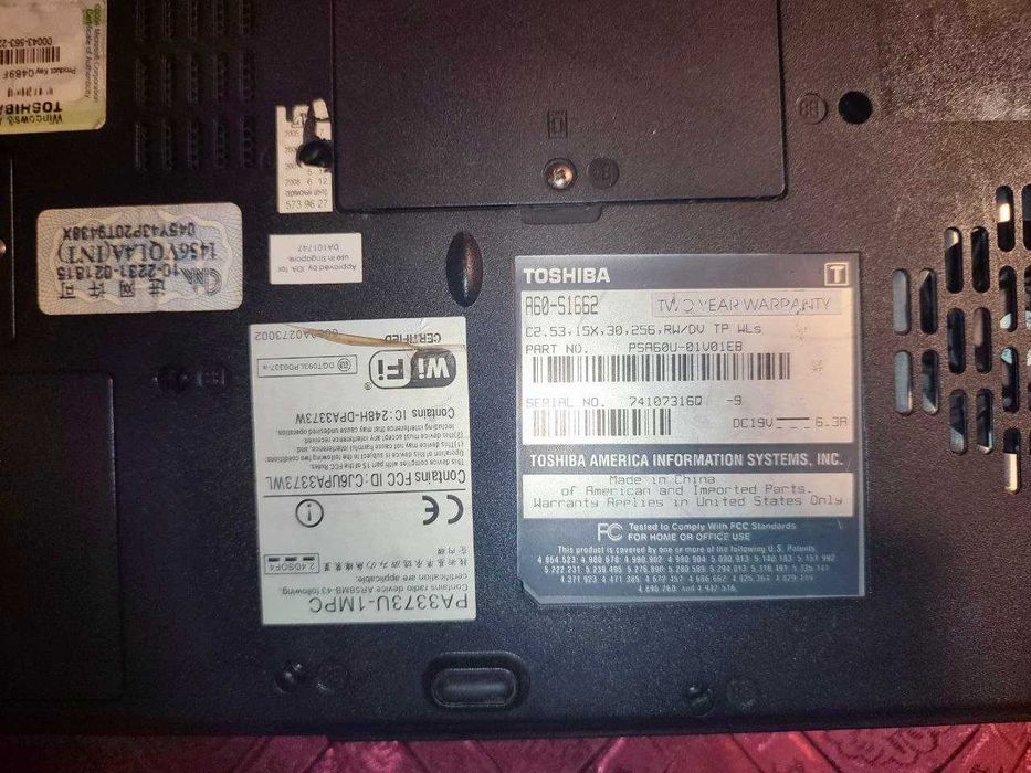 Toshiba Satellite A60-S1662 + Сумка