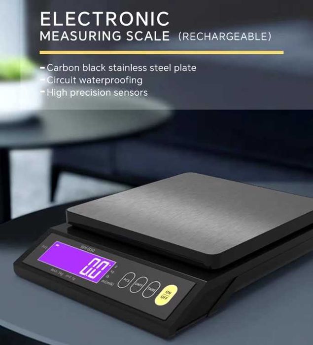 Balança Digital Precisão 1g - 10Kg Recarregável