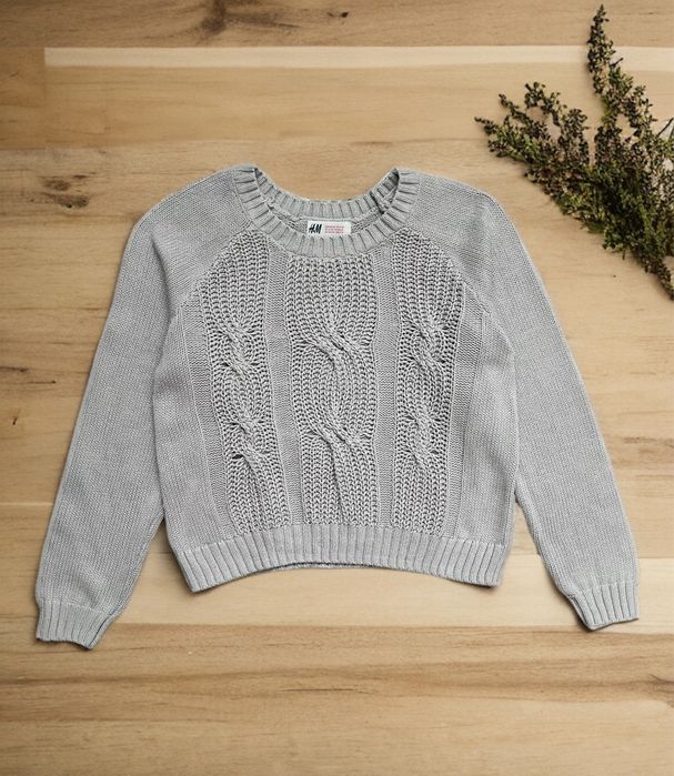 Теплый вязаный свитер-реглан H&M, кофта на девочку 11-12 лет