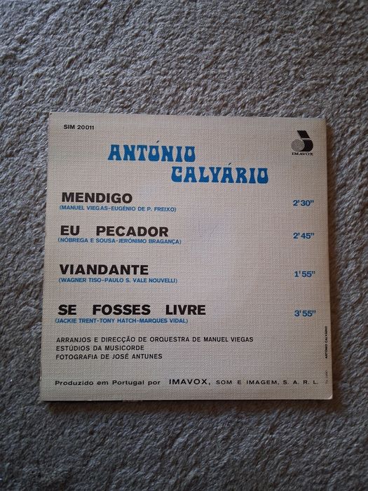 Disco vinil António Calvário, antigo