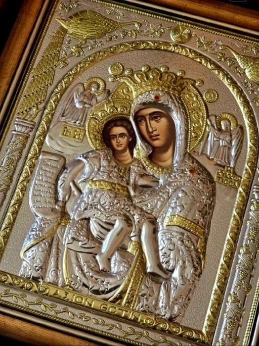 Piękna Ikona Grecka Matka Boska z Dzieciątkiem Jezus.