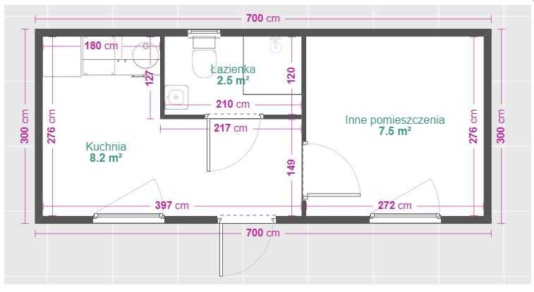 Kontener socjalny sanitarny  Łazienka Jadalna Szatnia 7x3m Producent