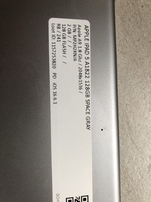 Tablet Apple Ipad 5 A1822 128 GB Space Grey