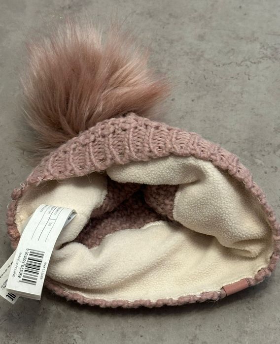 Czapka zimowa damska 4f różowa z pomponem