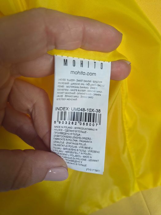 Blezer letnia marynarka Mohito r. 38 żółta