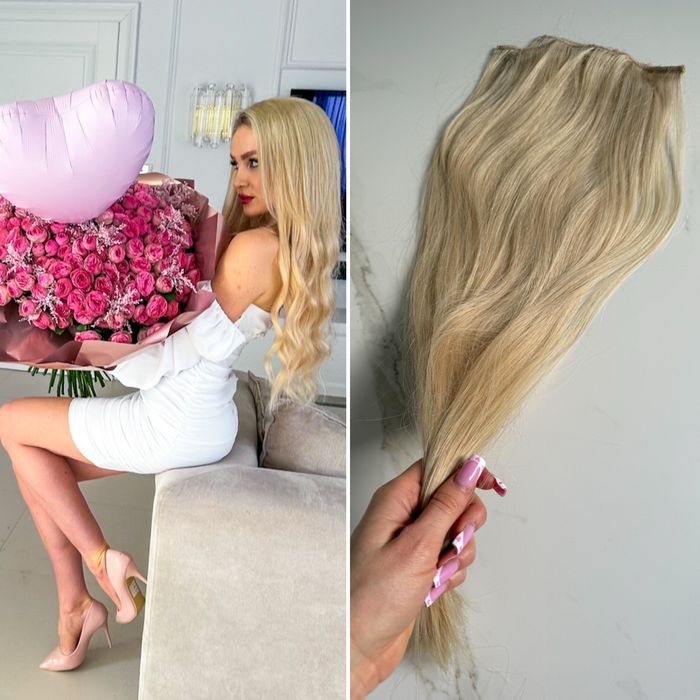 Zestaw włosów clip in włosy jasny blond 60 - 65 cm