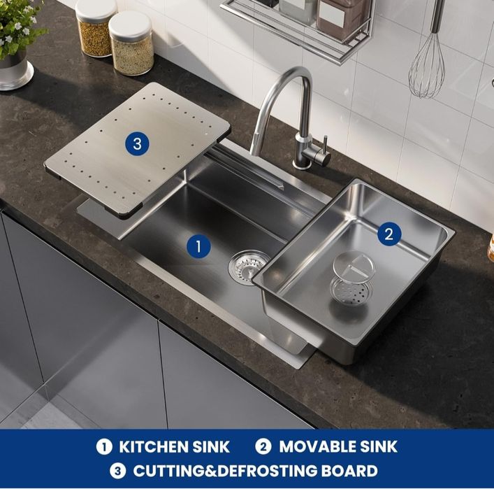 Pio / Banca de Cozinha Embutir Inox 70x44 Multifunções - Nova