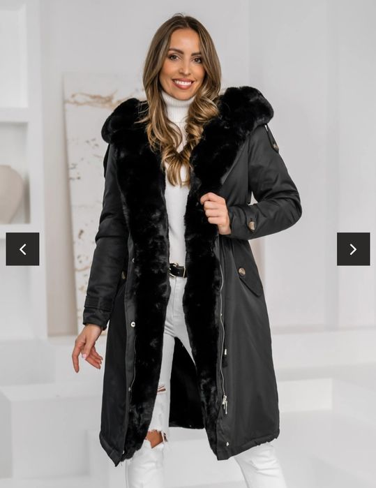 Czarna kurtka płaszcz parka XS 34