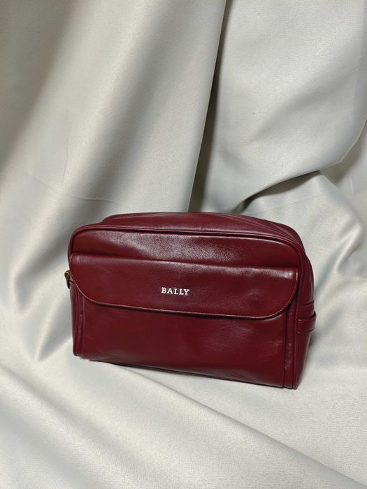 Bally бордова шкіряна сумка чоловіча косметична несесер подарункова