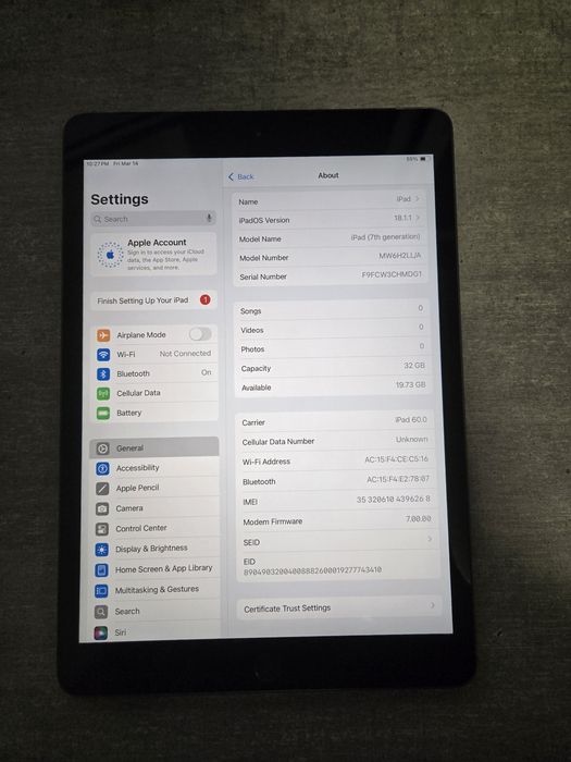 iPad 7 покол. 32GB. Space Grey. LTE. Сімкарта. Гарантія