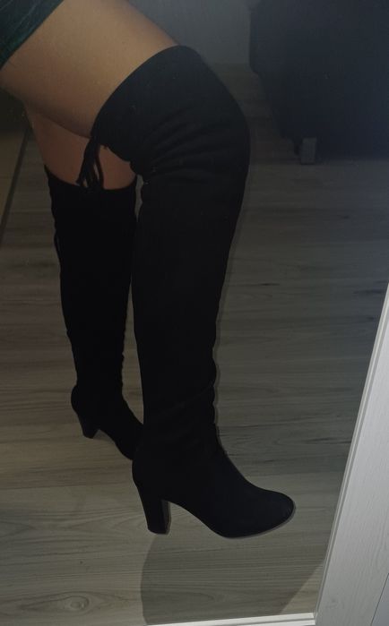 Kozaki za kolano zamszowe muszkieterki 38