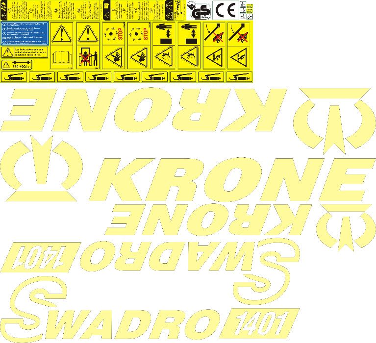 Naklejki Krone KS 3.80 KW 7.70 Swadro KES 120 Duo 6-6.20 mustang 120