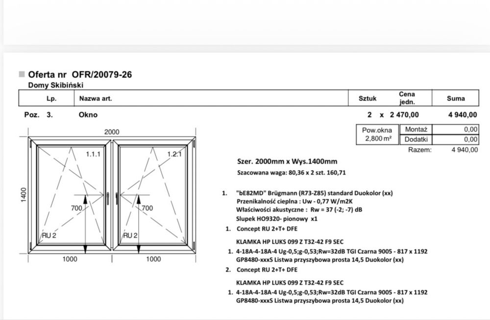 Nowe okno Salamander 140x200