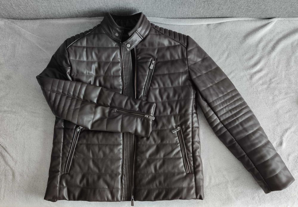 Pikowana kurtka biker ze sztucznej skóry - Reserved