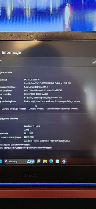 Gamingowy Acer Nitro5/SSD 512gb/i5/FULL HD