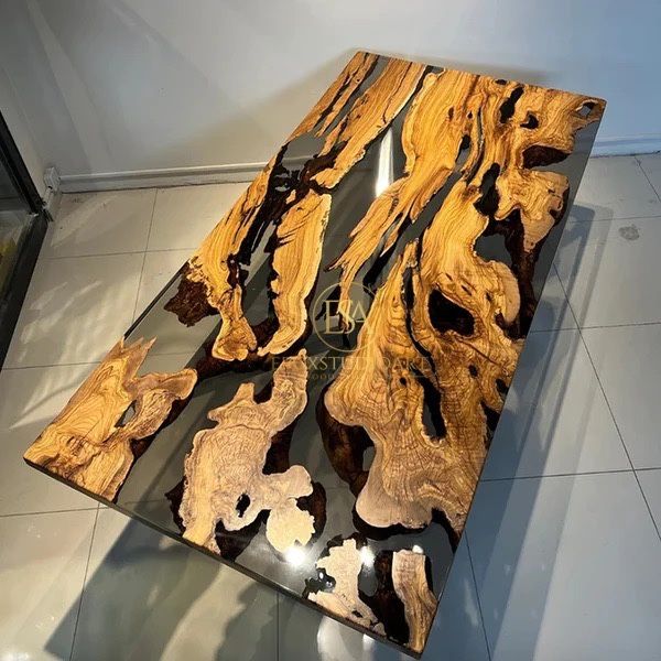 Stół rozkładany lite drewno żywica loft salon