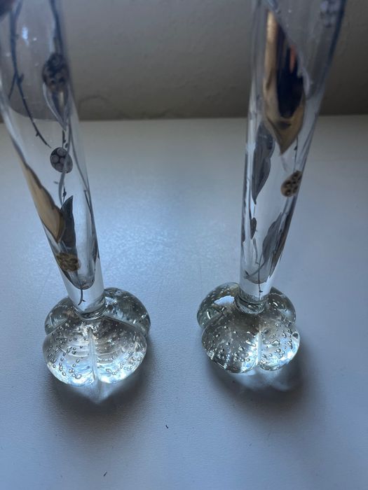 2 solitários pintados a ouro