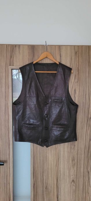 Brązowa skórzana męska kamizelka miękka Mark, roz M-L