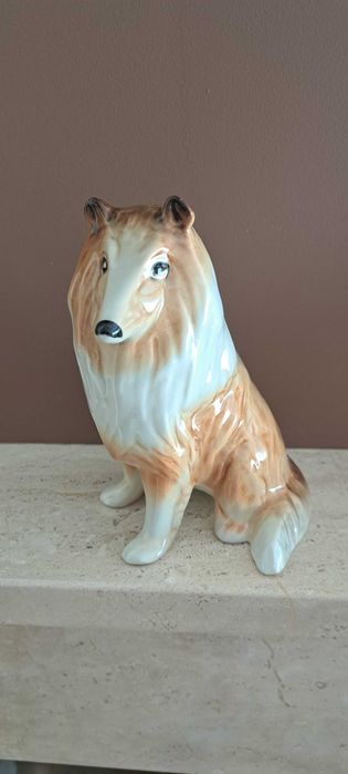 Owczarek szkocki Collie porcelanowa figurka duża Anglia vintage