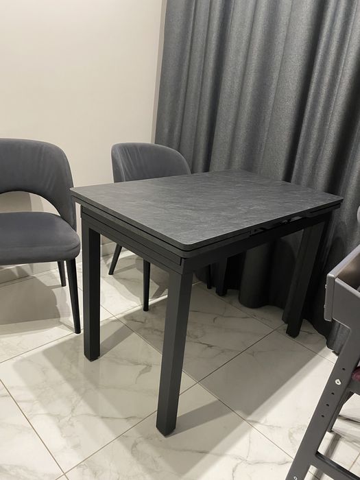 Стіл розкладний кухонний (графіт, темносірий) 100 (+25+25)