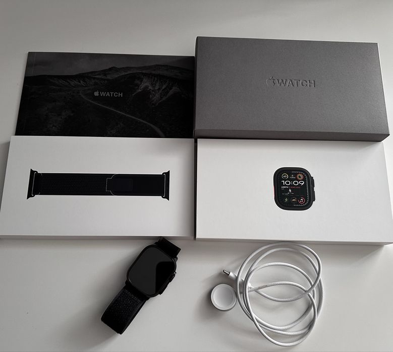 Apple Watch Ultra 2 Czarny Tytan 100% kondycja baterii, 5 miesięczny - na gwarancji - Stan Idealny Jak Nowy Bez rys i śladów użytkowania