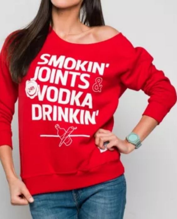 Bluza dres Diamente Wear S czerwona smokin' joints vodka drinkin