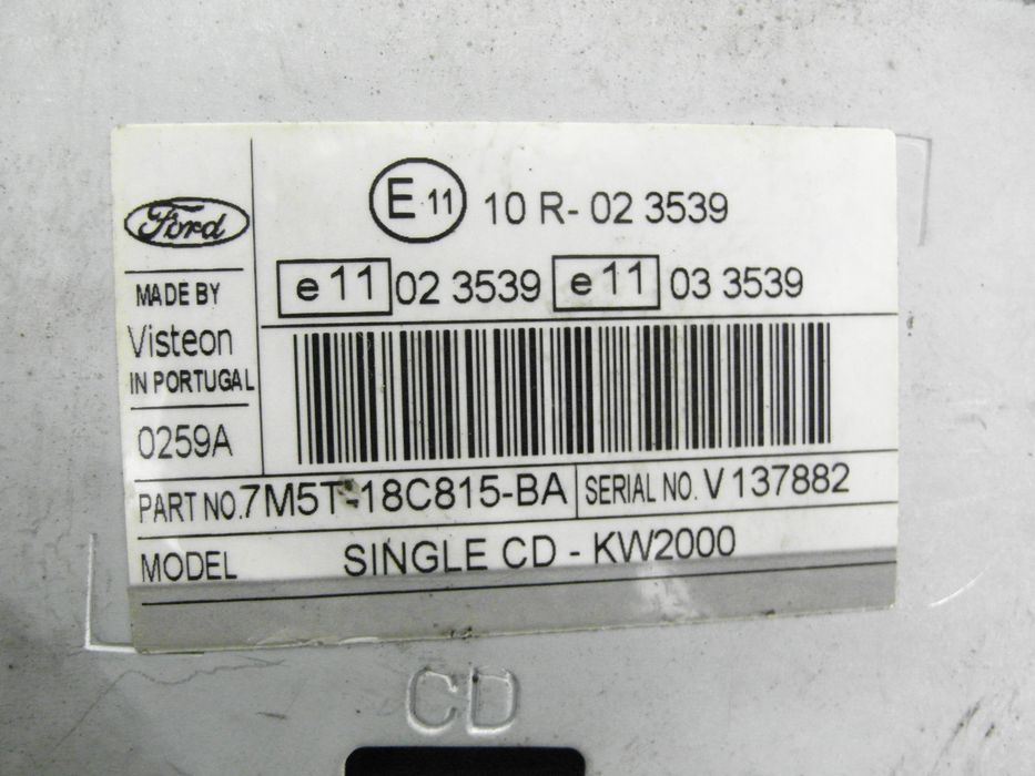 Radio Ford Focus Mk2 II 7m5t18c815ba + Kod