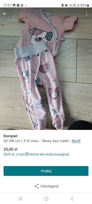 Komplet  body półśpiochy