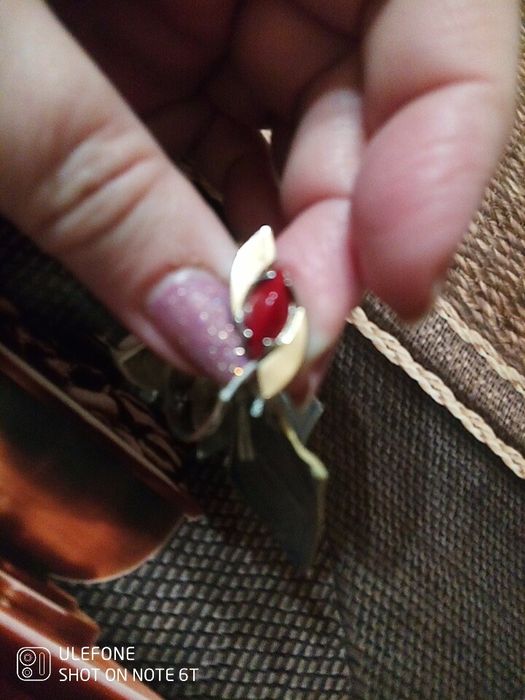 Срібний набір з золотими пластинами, корал, 925, з бірками