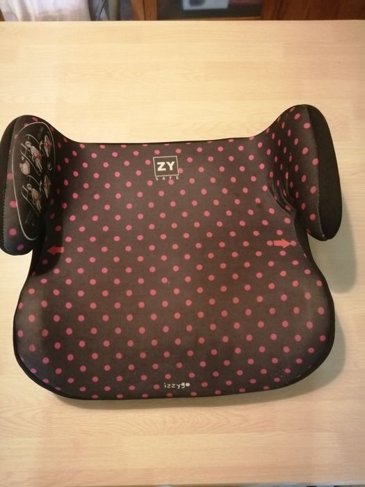 Assento Auto Elevatório Zy Safe 15-36 kg Preto com bolinhas rosa