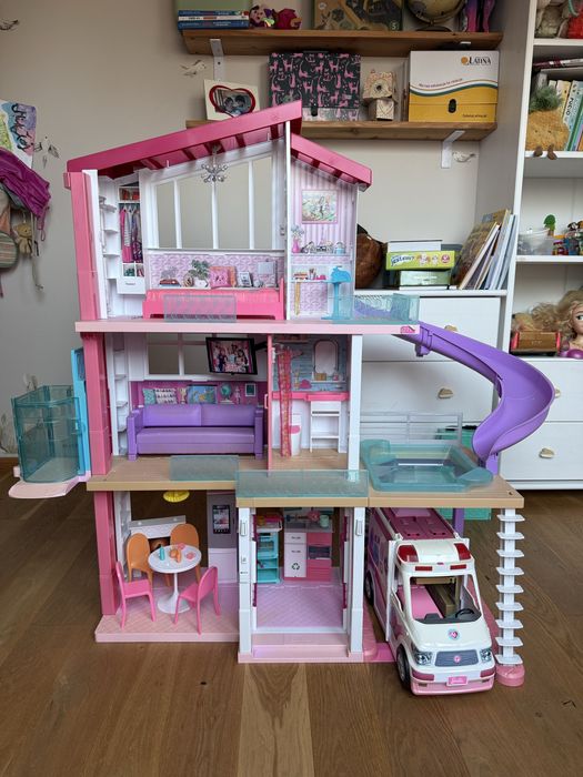 Domek barbie dreamhouse GNH53 zjezdzalnia i winda + akcesoria