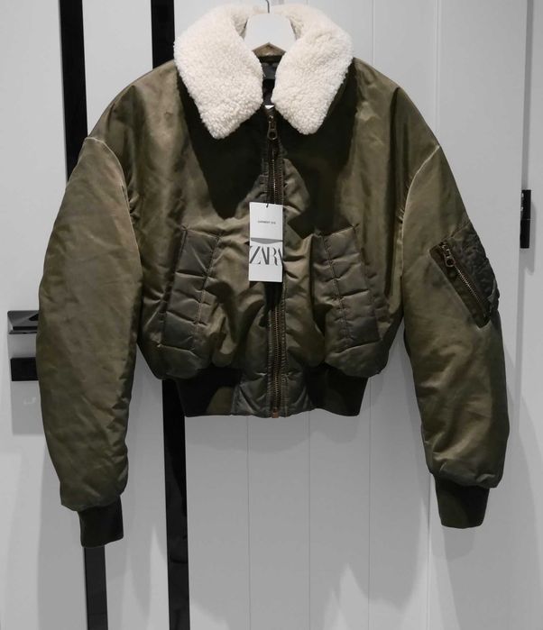 Zara piękna kurtka bomberka futerko nowa 34 XS