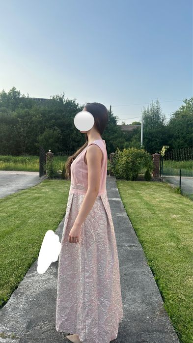 Рожева комбінована сукня