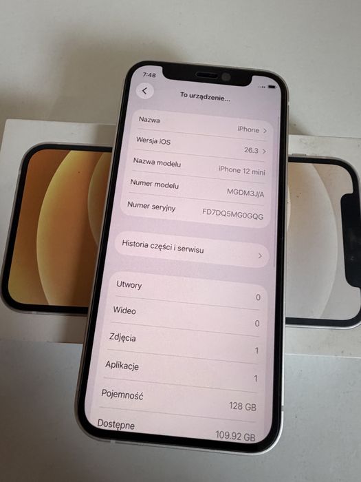 iPhone 12 mini 128gb White Stan Idealny Bateria 100%