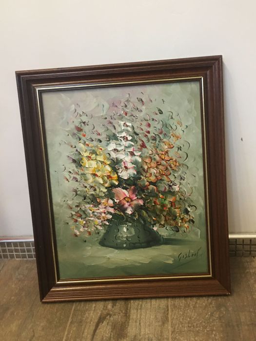 Obraz olejny sygnowany kwiaty 40/50 cm