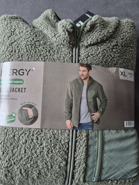LIVERGY nowa bluza polarowa męska gruby polar sherpa baranek XL 56 58
