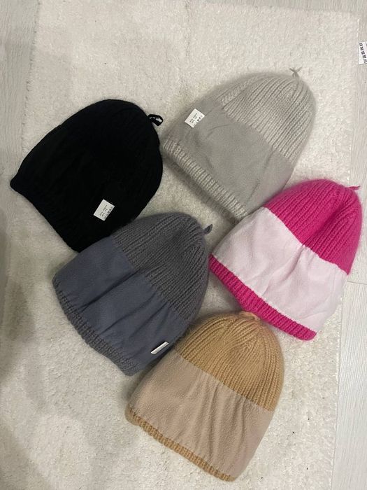 Тепла в’язана шапка ангора 60% з підкладкою, подвійна.  Жіноча шапка