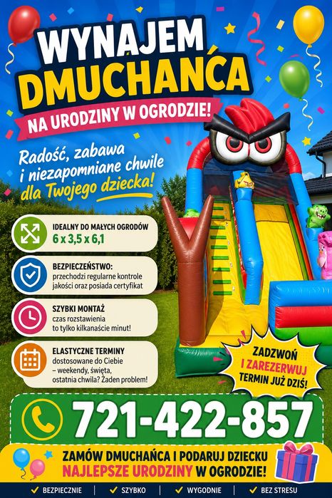 DMUCHANIEC, Wynajem dmuchanej zjeżdżalni