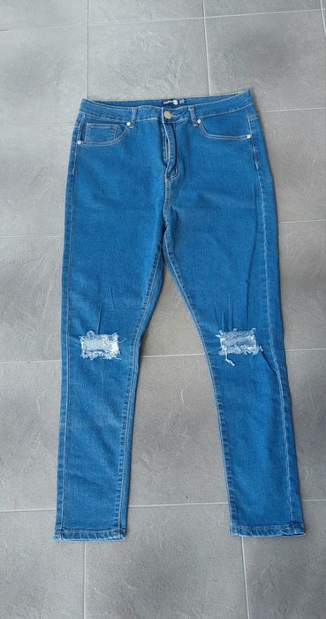 Spodnie jeansowe boyfriendy dziury wyższy stan XL 42 Nowe