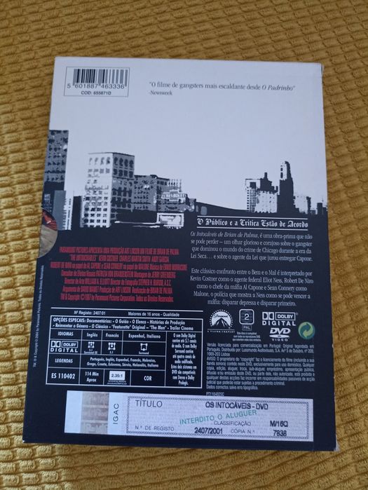 Filme Os Intocáveis "the untouchables" DVD digipack