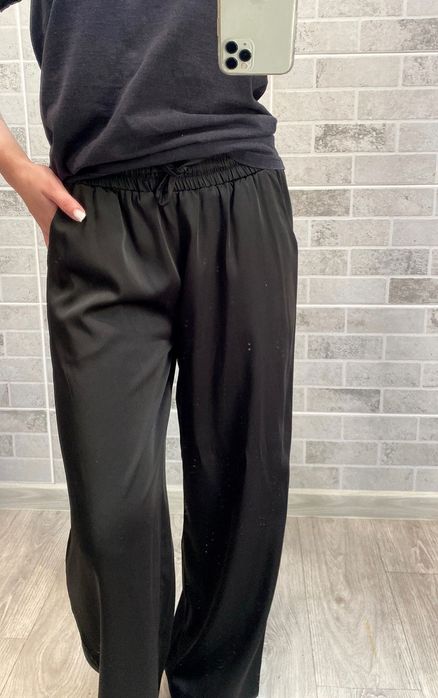 Чорні атласні штани, атласні брюки, шовкові брюки
