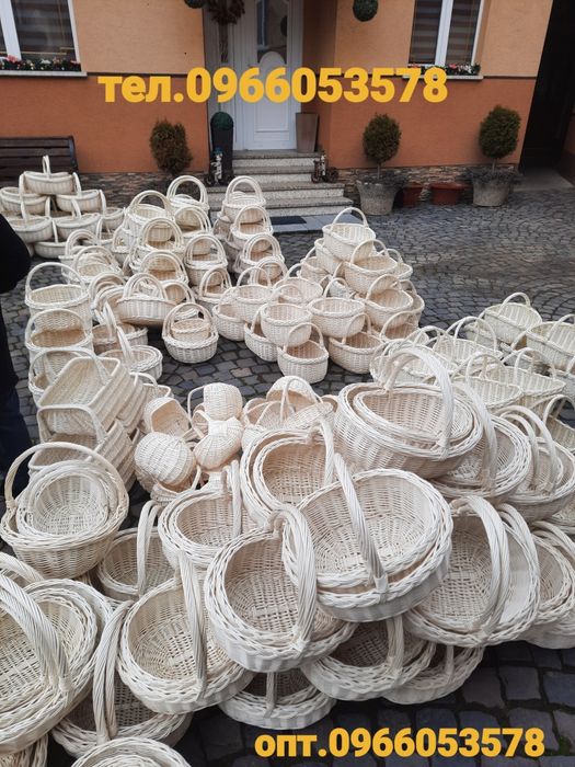 Пасхальні кошики з відбіленої лози тільки опт.