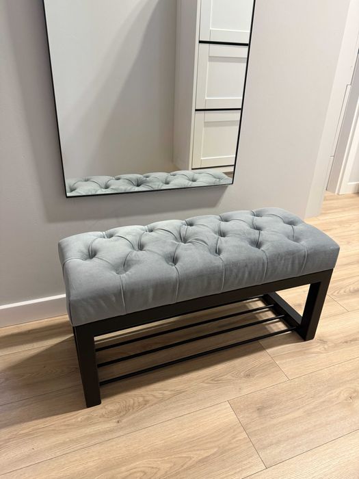 Ławka Pikowana do przedpokoju Industrialna Bench4Home Szara