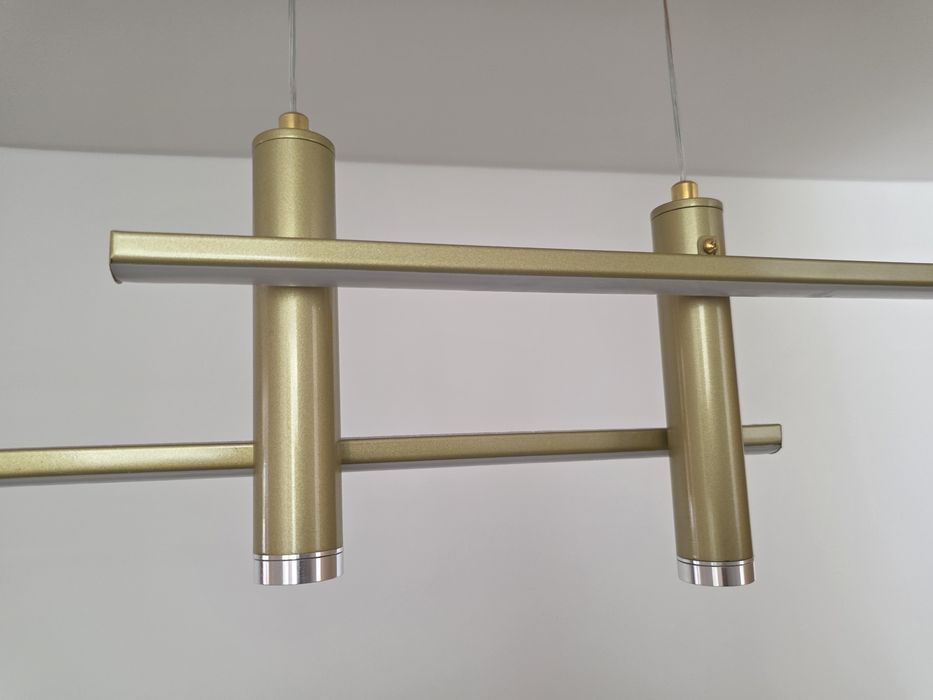 Candeeiro Suspenso LED Moderno 1.50m Dourado - NOVO (Luz Fria)