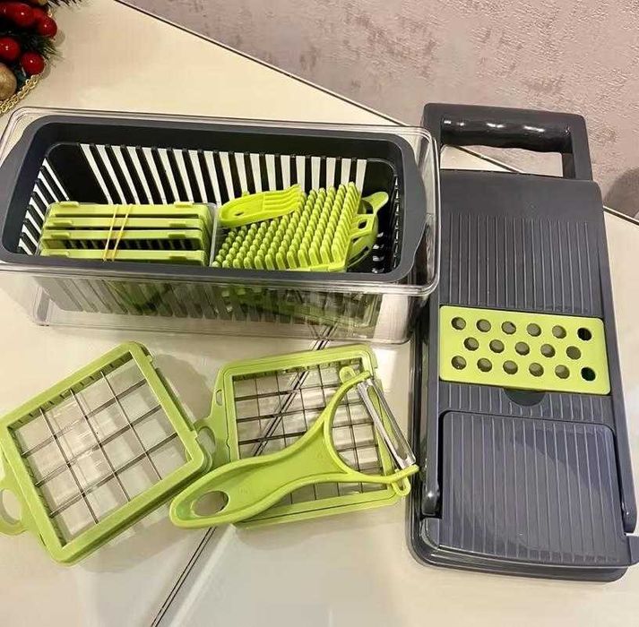 Багатофункціональна овочерізка 16 в 1 з контейнером та насадками