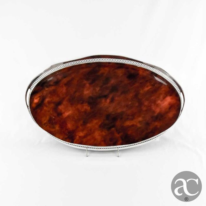 Tabuleiro oval de gradinha em casquinha e base a imitar tartaruga n2